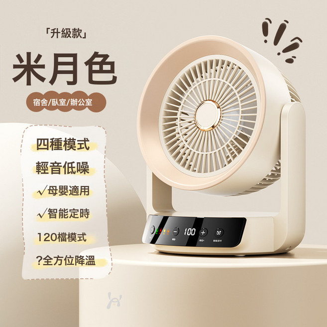 DFMEI 桌面小風扇輕音辦公室桌上迷你學生宿舍牀便攜工位USB充插電, 如圖, 桌面風扇-【充電款-米色】