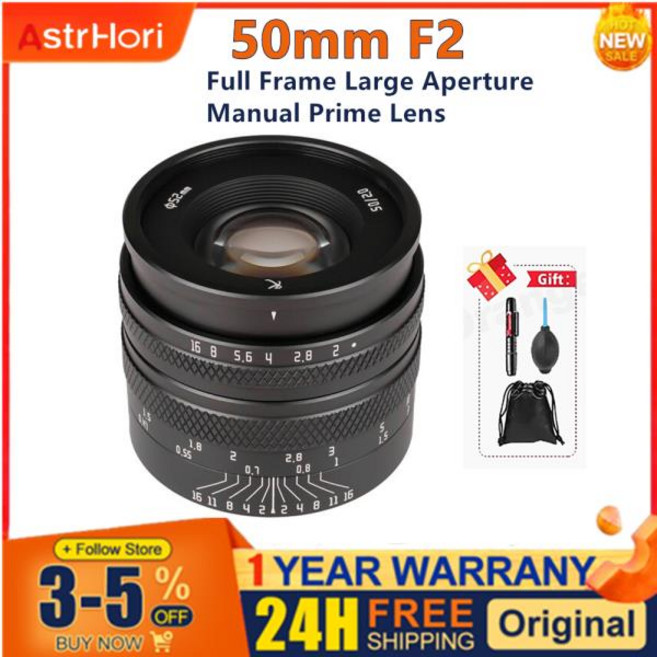 AstrHori F2 풀 프레임 대형 조리개 수동 렌즈 소니 E 파나소닉 L M43 Z 후지 X 캐논 R EOSR M용 50mm, 04 L - Mount, 01 Black, 1개