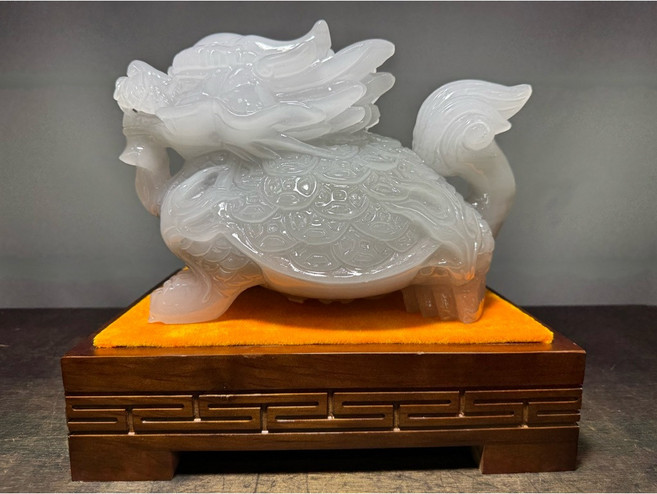 招財貔貅擺件, 灰白, 1個