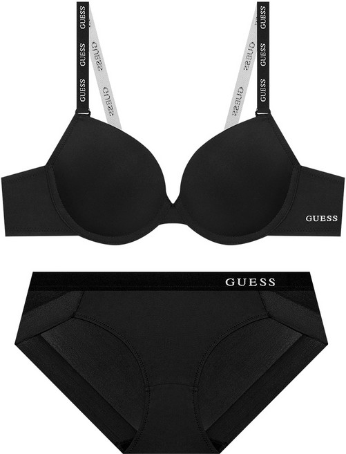 게스언더웨어 인밴드 베이직 브라 팬티 세트 - 블랙