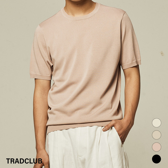 트래드클럽 베리 쿨 라운드 사계절 반팔 니트 (M~5XL 4컬러)