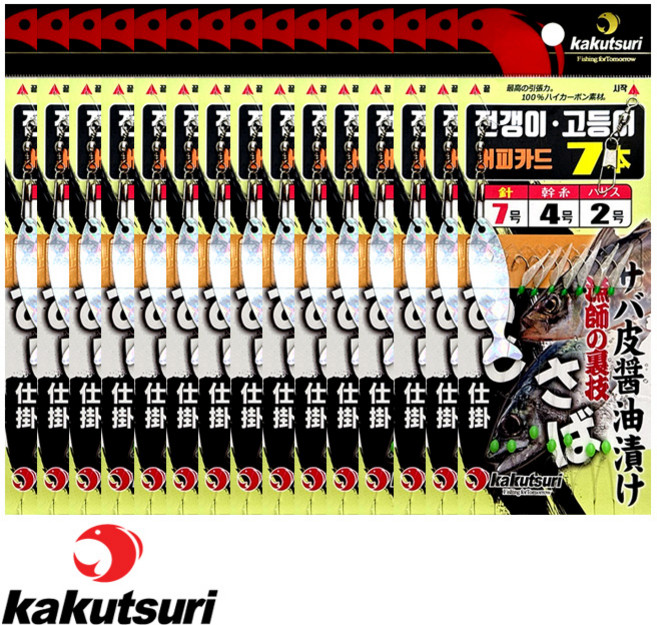 카쿠쯔리 전갱이 고등어 어피 카드바늘 15개입 메가리카드, 1세트