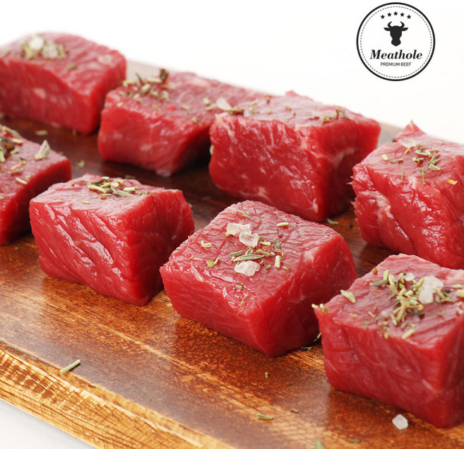 미트홀 우둔살 큐브 스테이크 1kg 200g 단위 소포장, 1세트