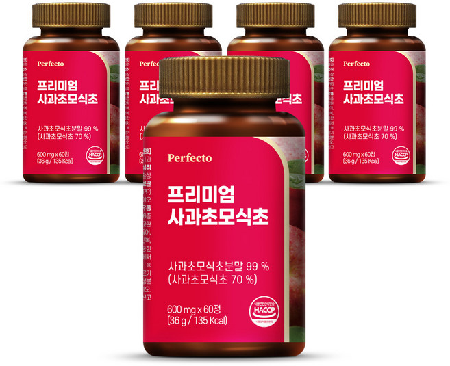 퍼펙토 프리미엄 사과초모식초, 60정, 5개