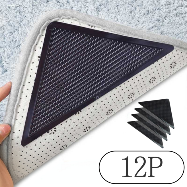 숭람 찰떡 밀림방지 미끄럼 방지 패드 12P, 블랙, 12개