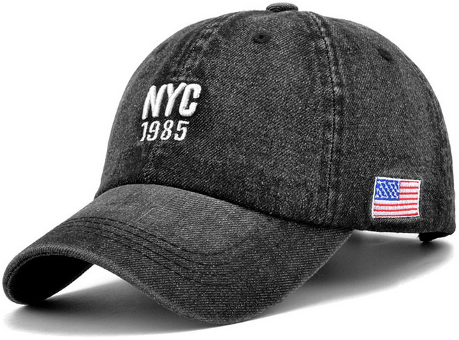 패션 NYC 1985 자수 데님 스냅백 야구 모자 조절 가능한 야외 캐주얼 성인 워시 스포츠 골프 태양 모자