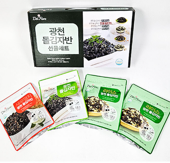광천 돌김자반 선물 세트 혼밥 간편 아이 반찬 주먹밥 캠핑 단체 답례품, 1박스
