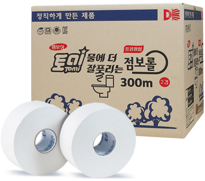 동방제지 물에 더 잘풀리는 점보롤 화장지 2겹 300m, 1박스, 16롤
