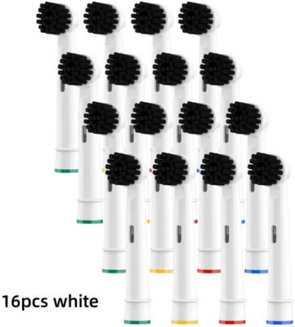 구강 B 브라운 전동 칫솔용 검은색 대나무 숯 교체 헤드 Pro 시리즈 Vitality Genius용 소형, 16pcs white, 1개, 9) 16pcs white