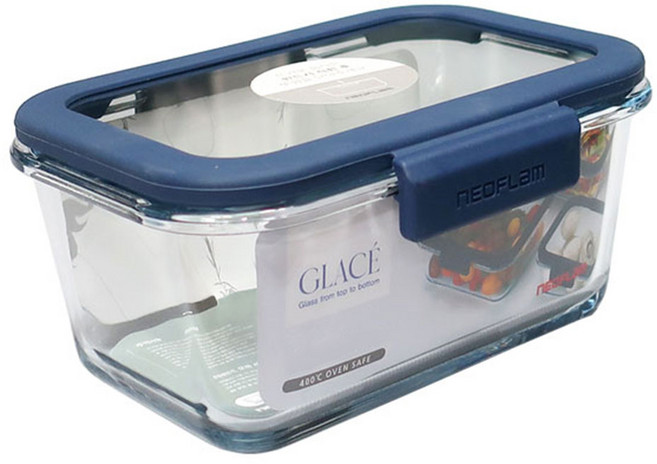 네오플램 내열유리 밀폐용기 노패킹 유리찬통 김치통 반찬통, 19OOml, 1개