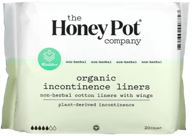 The Honey Pot Company 허브 성분 무함유 면 라이너 날개 포함 유기농 요실금 라이너 20개입, 1개, 일반 - 쿠팡