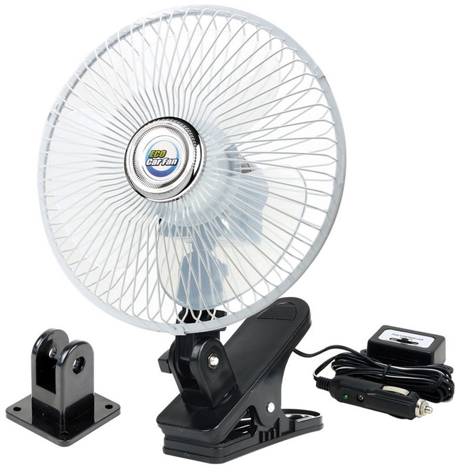 차량용 선풍기 화물차 지게차 중장비 대형차 회전 선풍기, 차량선풍기(집게+피스형) 8인치12V