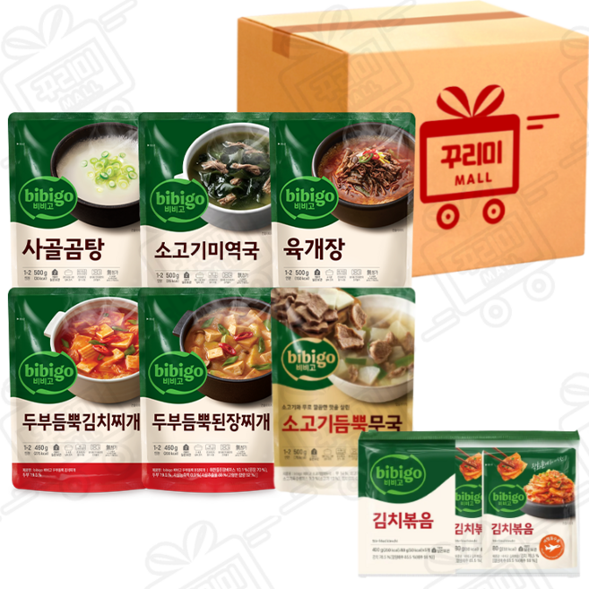 간편국탕 6종(사골곰탕+미역국+육개장+두부듬뿍김치찌개+두부듬뿍된장찌개+소고기듬뿍무국)+김치볶음 80g x 5개, 1세트, 3320g