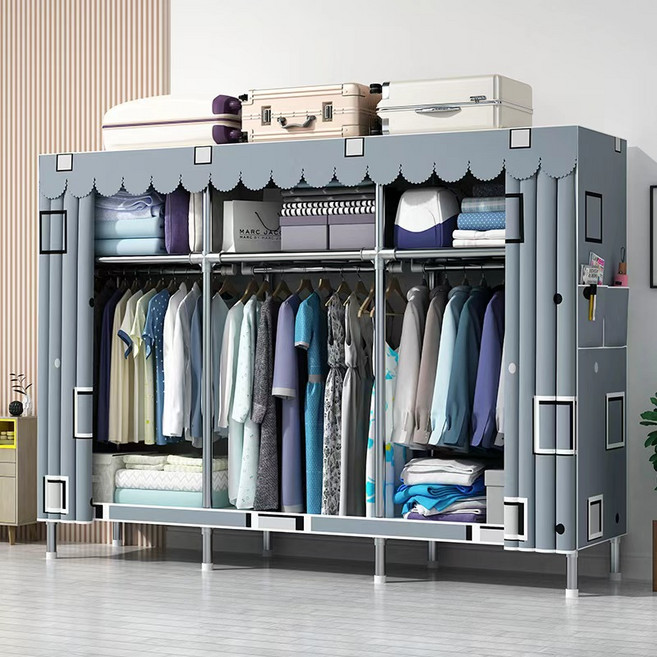 혜신 철제 스탠드 시스템 드레스룸 드레스룸 대용량 수납 다용도 옷장 가정용 간이옷장, B