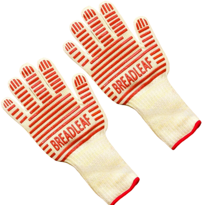 BREADLEAF 五指加厚隔熱手套 烤箱微波爐烘焙手套, 米白底紅色字, 1個, 2支280元