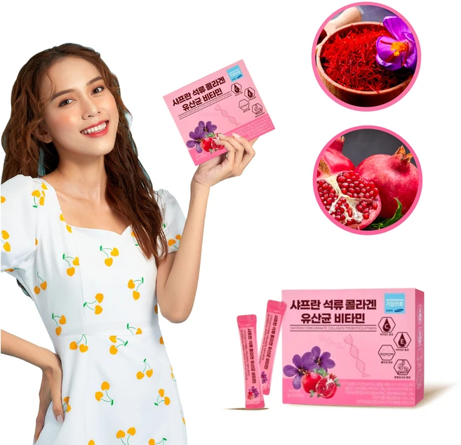 샤프란 석류 콜라겐 유산균 비타민 60g, 1개 - 쿠팡