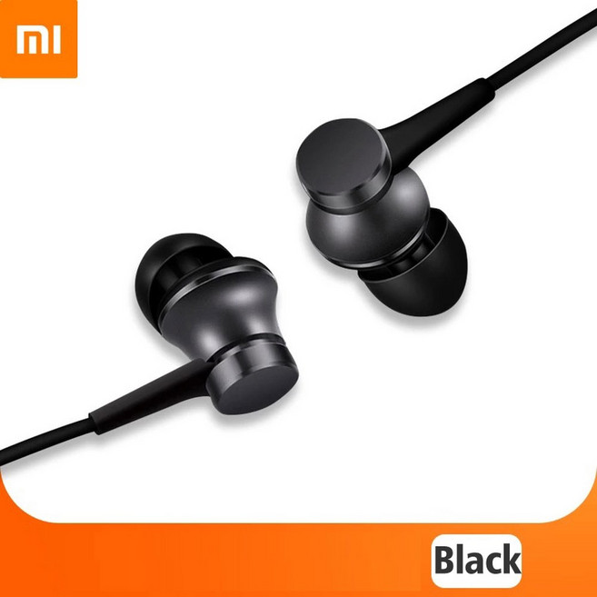 Original Xiaomi Piston Fresh 버전 이어폰 3.5mm 표준 플러그 이어폰 Xiaomi Samsung Redmi 폰용 HD 마이크 유선 헤드셋, [02] BLACK