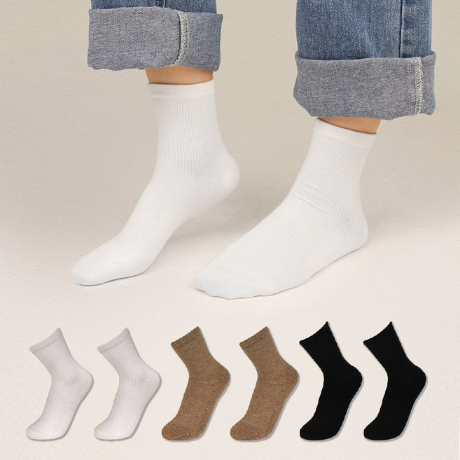 아임유어삭스 여성 중목 발이 편한 프리미엄 무봉제 심리스 여자 양말 6족