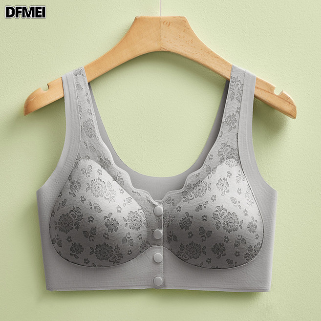 DFMEI 前開扣中老年媽媽專用大碼內衣女聚攏收副乳美背文胸哺乳背心胸罩