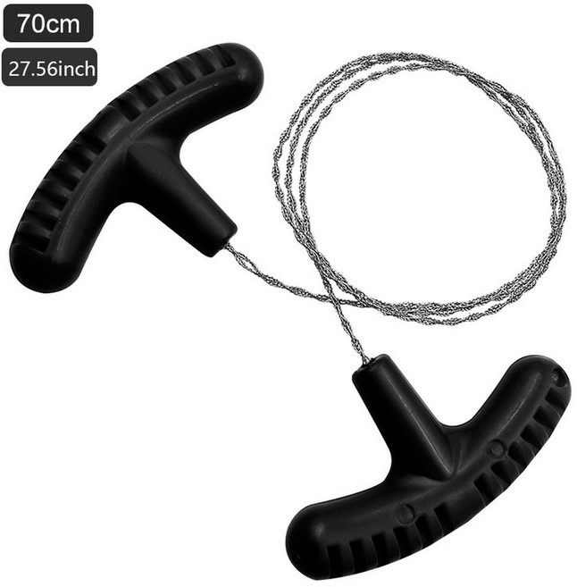 야외 캠핑 하이킹 핸드 로프 톱 손가락 손잡이가있는 휴대용 스테인레스 스틸 와이어 생존 도구 accsesorio, Bla, 1개