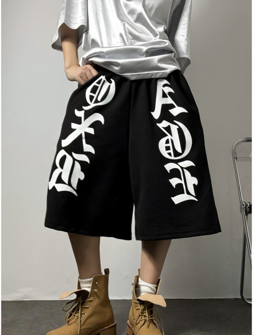 [D블리] X레터링 버뮤다팬츠 와이드반바지 레터링 5부반바지 오버핏 힙합반바지 힙한스타일