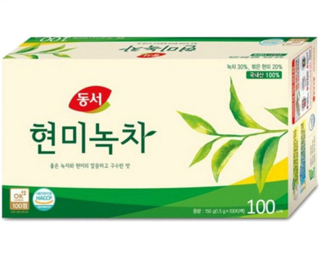 동서 현미녹차 티백 100T 티 음료 전통차, 1.5g, 100개입, 1박스