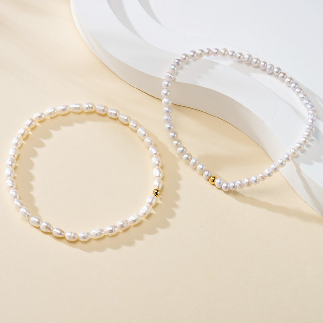 18k 금볼 담수진주 팔찌 원형 타원형 레이어드 데일리