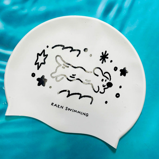 웨이브독 수모 롱헤어 수영모자 성인 어린이 실리콘 유기견 후원, 1개