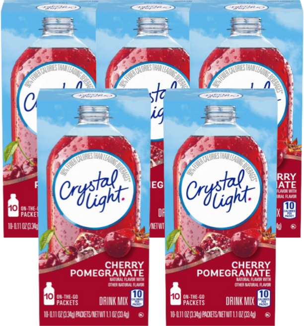 [Crystal Light] 온 더 고 드링크 믹스 체리 석류 10 패킷 5 SET, 3.34g, 1개