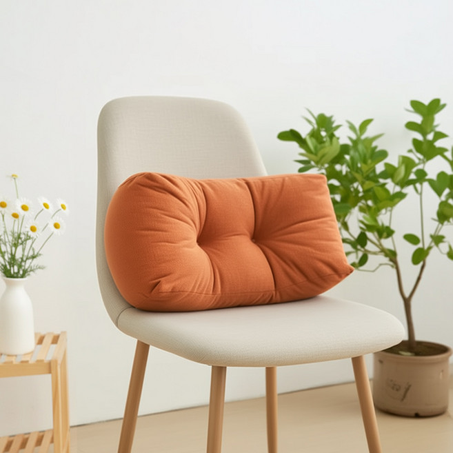 Pogeuni 쿠션감 셔닐 의자 등받이 쿠션 허리 받침 쇼파 쿠션 사무실 의자 요추 받침 베개, 오렌지