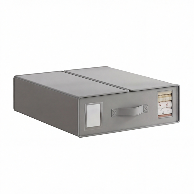 Olivet 베이지색 의류 수납함 속옷 수납함 방진 방오 대용량, 1개, 회색