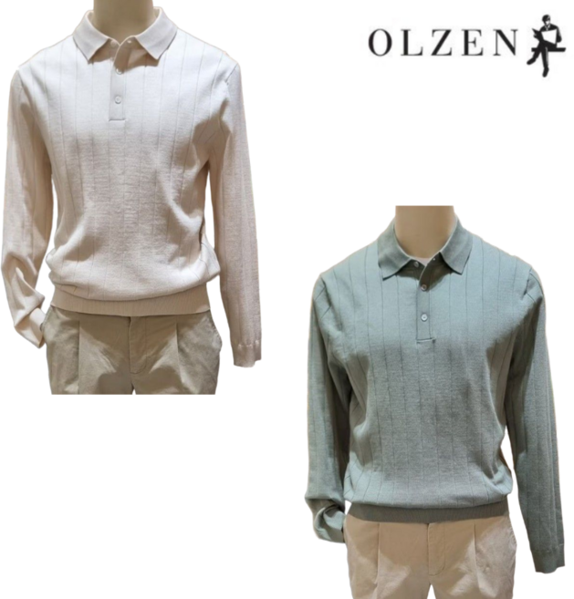 [백화점 정품] 올젠 남성 카라 긴팔 니트 간절기 봄 가을 보온 신축성 일상 데일리룩