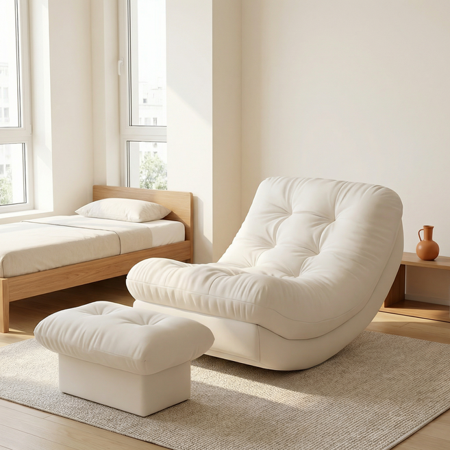 가정용 대형 1인용쇼파 거실 유연하다 리클라이너 발코니 흔들의자CC69, 흰색