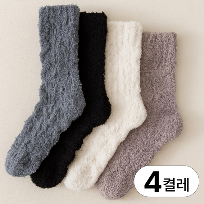 더보누르 도톰한 남녀공용 무압박 수면양말 4켤레 세트