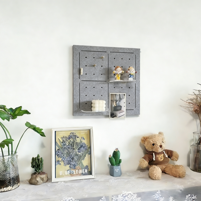 YAPOGI 벽면 수납 정리 다용도 타공판 모던 인테리어, 40×40cm연한 카멜색, 1개