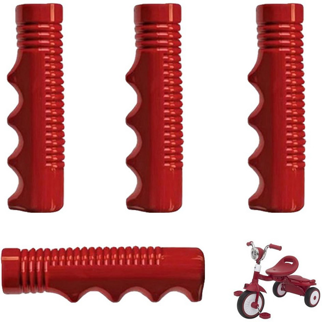 SquEqu 4팩 용 세발자전거 핸들바 교체용 미끄럼 방지 고무 레드 라이더 트라이크 핸들 그립 라디오 플라이어 3/4인치 베이비 밸런스 바이크