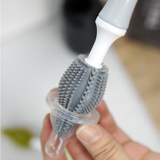 초보엄마 젖병 세척 열탕소독 실리콘 세척솔 젖꼭지브러쉬 추천 육아템 젓꼭지솔 젖병브러쉬, 퍼플, 1개