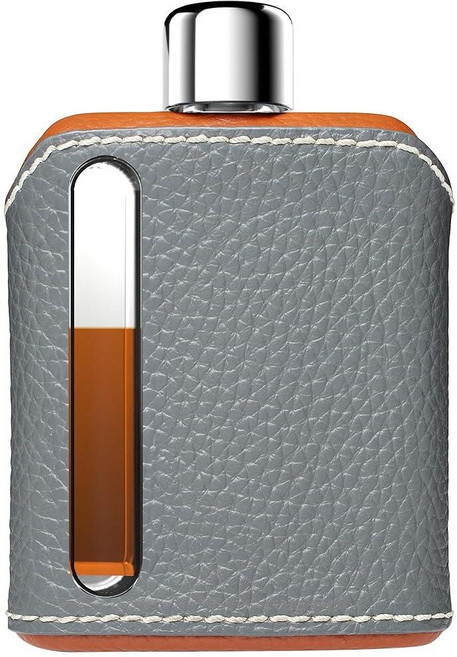 위스키 및 증류주용 모던 글라스 힙 플라스크(싱글 샷 100ml 레더 그레이 앤 브라운), Leather Gray & Brown