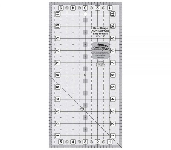 Creative Grids Basic Range 15.2 x 30.5cm(6 12인치) 직사각형 퀼트 눈금자 - CGRBR5 미국산 미끄럼 방지 그립 아크릴 퀼팅 바느질, Creative Grids Basic Range 15.