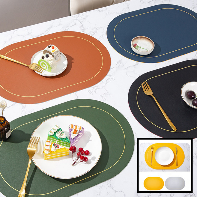 디아쿠아 북유럽 스타일 레스토랑 2개 세트 테이블 라운드 식탁매트, 옐로우실버