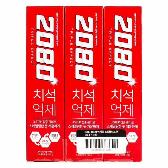 치석억제 치약 듀얼 실리카 치석형성억제물질 불소이온 120g 3개입, 단품