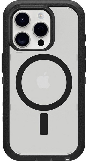 OtterBox 오터박스 아이폰 15 프로 (전용) 디펜더 시리즈 XT 투명 케이스 - 다크 사이드 (블랙/투명) 스크린리스 견고함 MagSafe에 스냅 랜야드 부착 50741