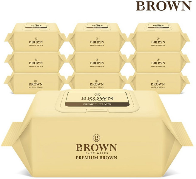 브라운 물티슈 70매 캡형 10팩