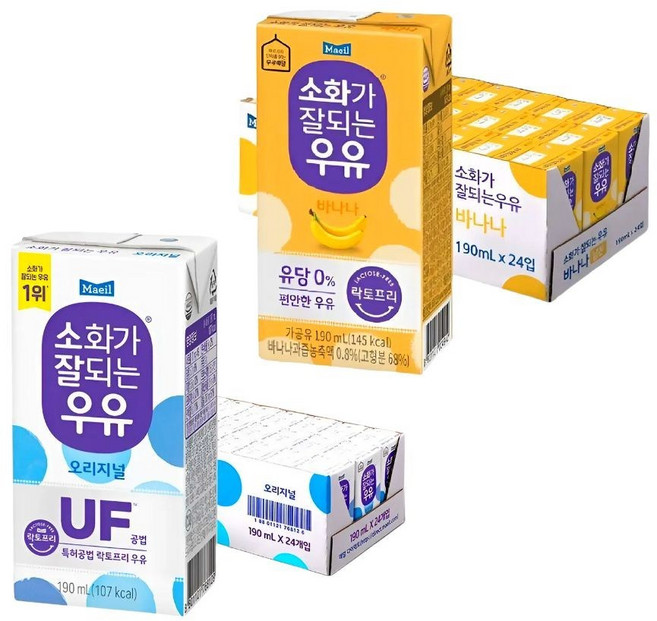소화가 잘되는 우유+바나나우유 48개입, 48개, 190ml