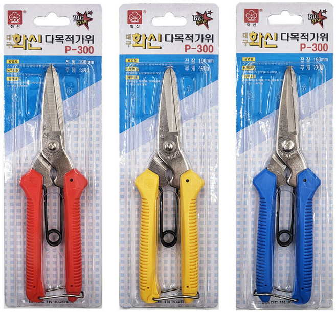 화신금속 다목적 가위 P-300 색상랜덤, 1개