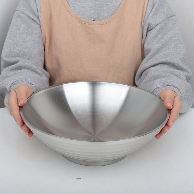 스텐 304 JS 이중 파도 볼 18 AA 대형 냉면기 그릇 부페볼 물회 화채 샐러드(주, JS 27이중파도볼18 (303214), 1개