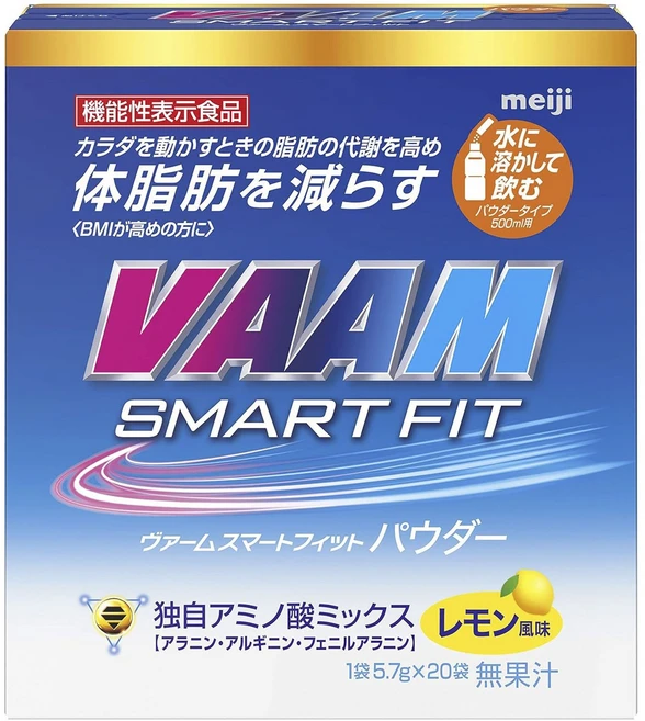 메이지 햄(VAAM) 스마트 피트 워터 파우더 레몬 풍미 5.7 g×20봉지[기능성 표시 식품], 5.7g, 20개입, 1개 - 쿠팡
