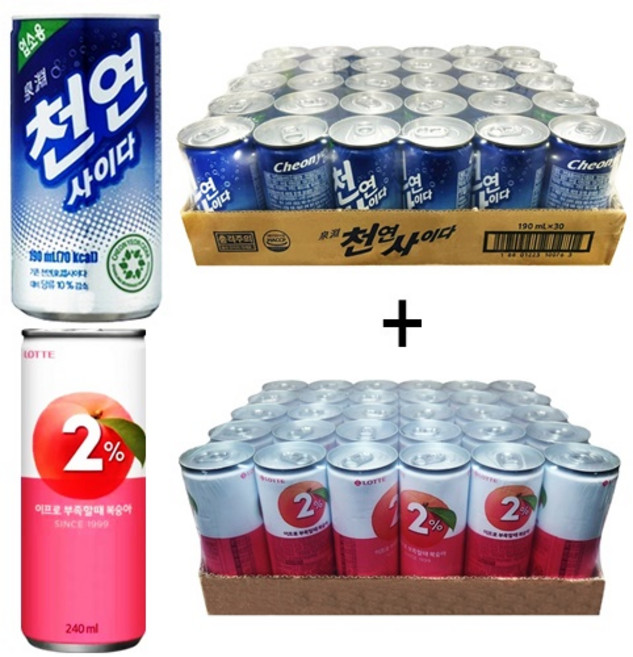 일화 천연사이다190ml(30캔) + 이프로 부족할때 복숭아240ml(30캔), 60개, 190ml