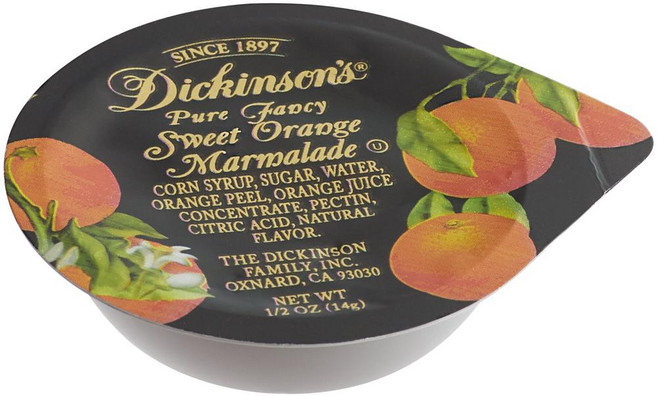 (미국직배) 디킨슨 퓨어 팬시 스위트 오렌지 마멀레이드 잼 14g 200개입 Dickinson's Pure Fancy Sweet Orange Marmalade .5 oz. Port, 1개