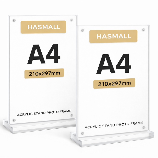 하스몰 투명 아크릴 전시 홍보 사진 스탠드 액자, 2개, 투명색
